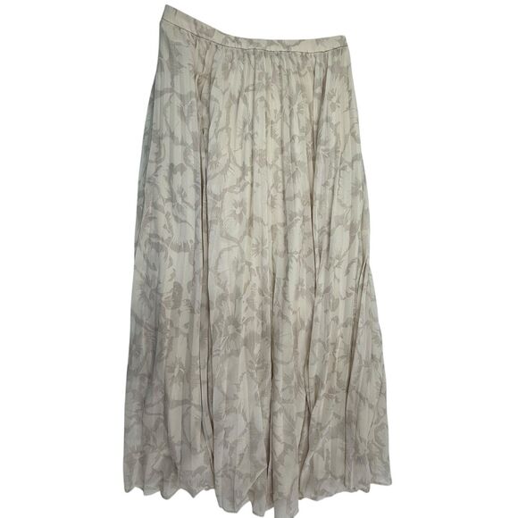 Banana Republic Sketched Flora Maxi Skirt Size 6 Side Split Accordion Pleated - Picture 3 of 14